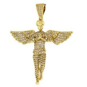 Angel charm Gold over 925 Silver CZ